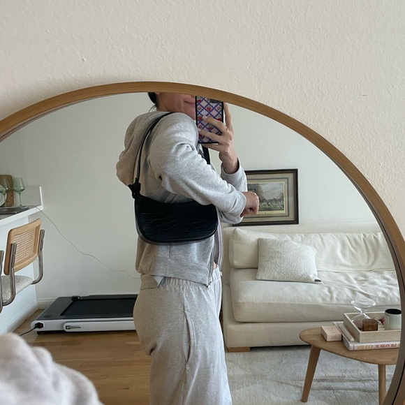 Black Shoulder Bag- Fake Croc Print - Picture 2 of 4